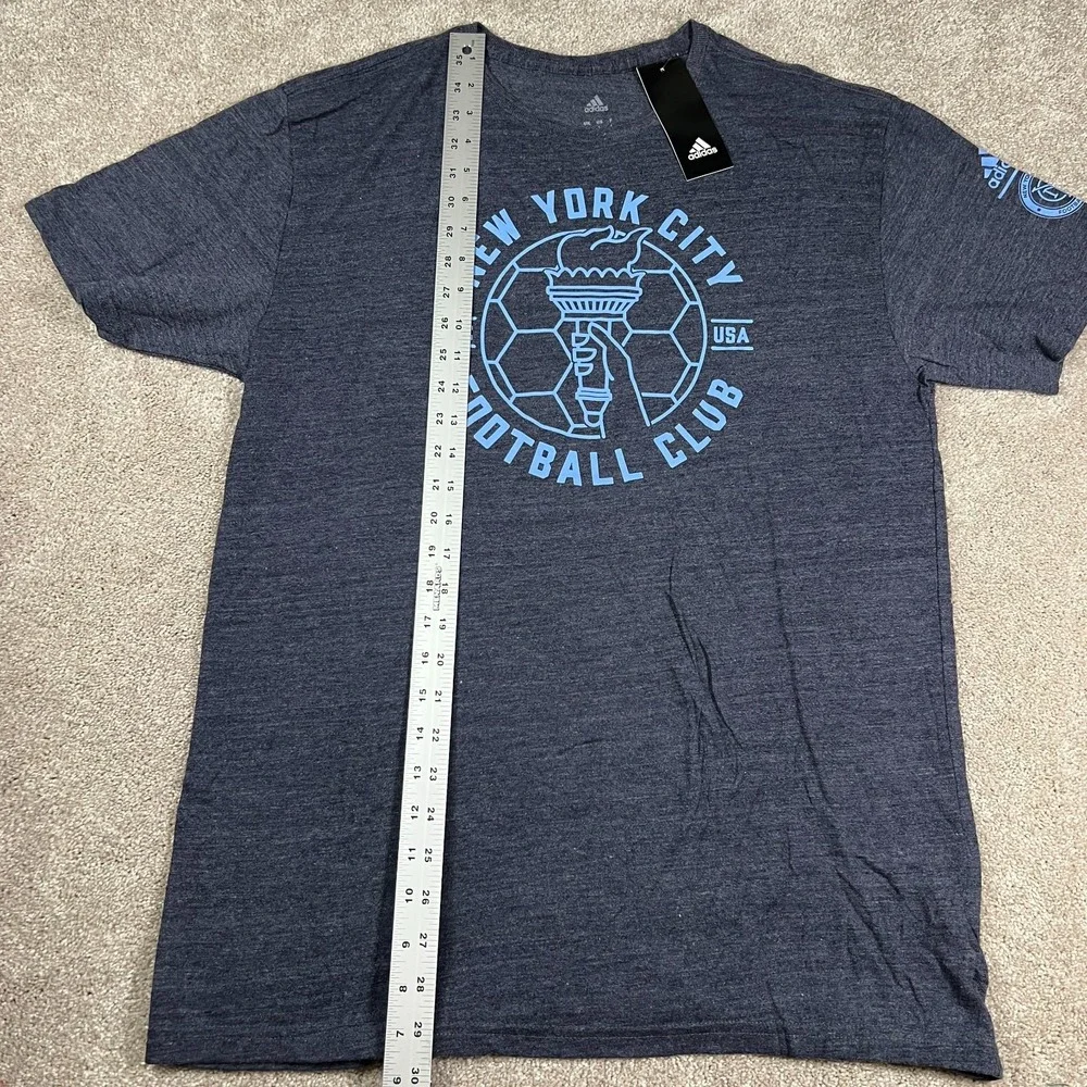 Adidas Mens Large Blue New York City FC Short‎ Sleeve Soccer Performance Tee NWT